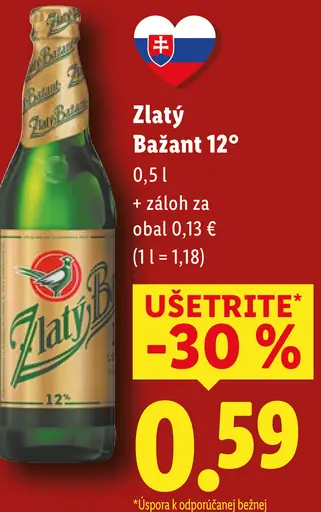 Zlatý Bažant 12° pivo
