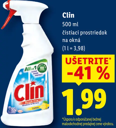 Clin čistiaci prostriedok na okná