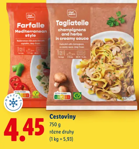Italiamo cestoviny Farfalle Mediterraneo style; Italiamo cestoviny Tagliatelle champignons and herbs in creamy sauce