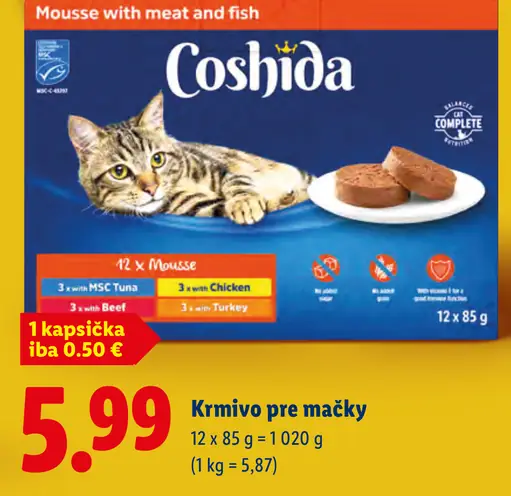 Coshida krmivo pre mačky mousse with meat and fish