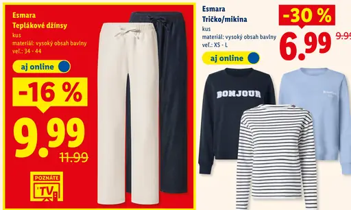 Esmara teplákové džínsy s vysokým obsahom bavlny