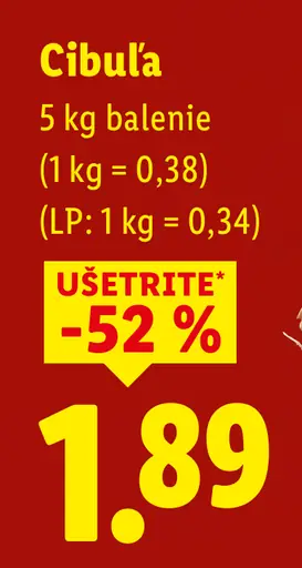Cibuľa žltá 5 kg balenie