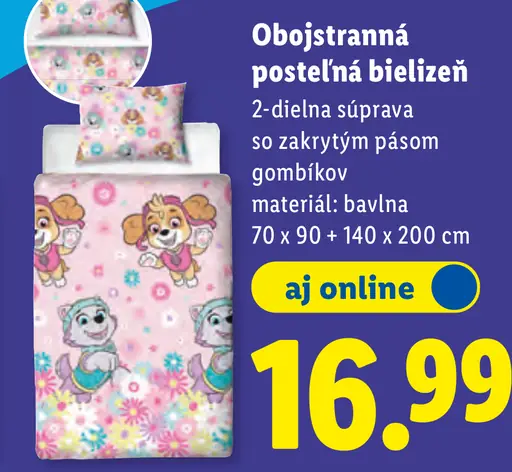 Obojstranná posteľná bielizeň 2-dielna súprava pre deti