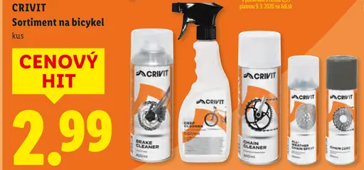 Crivit sortiment na bicykel čistiace a údržbové prípravky