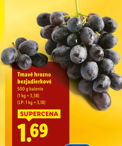 Tmavé hrozno bezjadierkové balenie