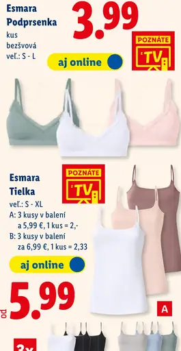 Esmara podprsenka bezšvová