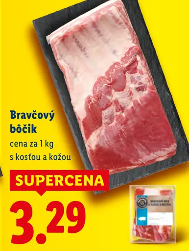 Bravčový bôčik s kožou a kosťou