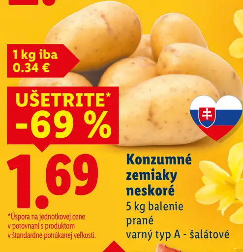 Konzumné zemiaky neskoré varný typ A šalátové