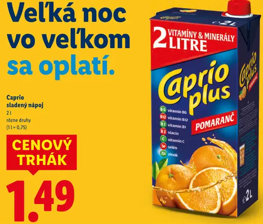 Caprio sladený nápoj rôzne druhy