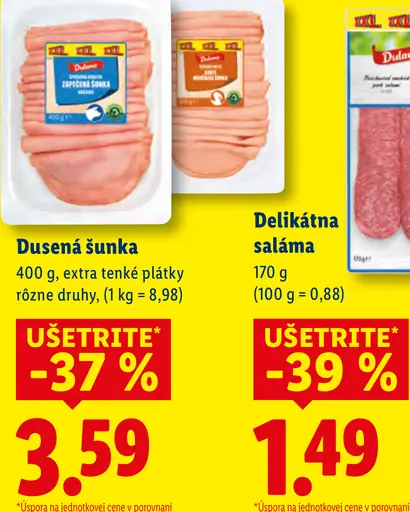 Dulano Dusená šunka extra tenké plátky rôzne druhy