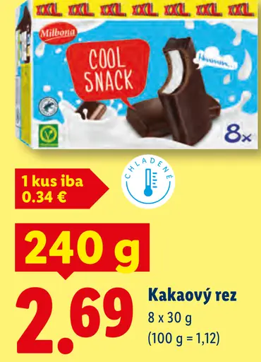 Milbona Cool Snack kakaový rez