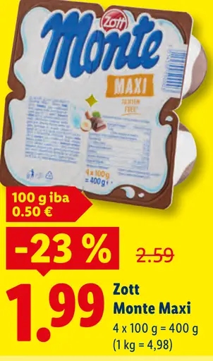 Zott Monte Maxi mliečny dezert