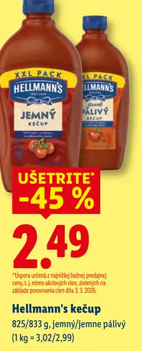 Hellmann's Kečup jemný/ jemne pálivý
