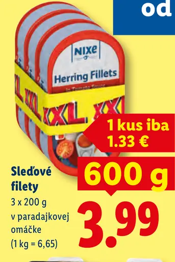 Nixe Sledové filety v paradajkovej omáčke