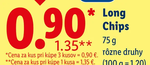 Long Chips zemiakové chipsy rôzne druhy