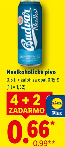 Budvar nealkoholické pivo plechovka