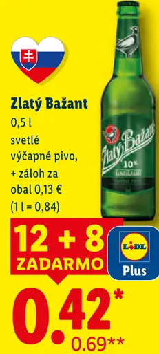 Zlatý Bažant svetlé pivo fľaša