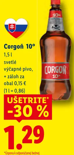 Corgoň 10° svetlé výčapné pivo fľaša