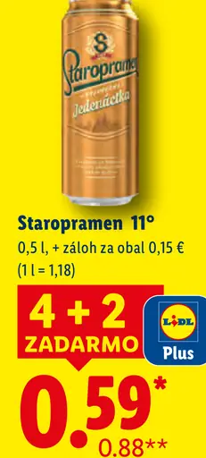 Staropramen výčapné pivo 10° plechovka
