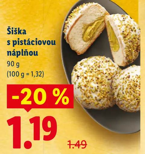 Šiška s pistáciovou náplňou