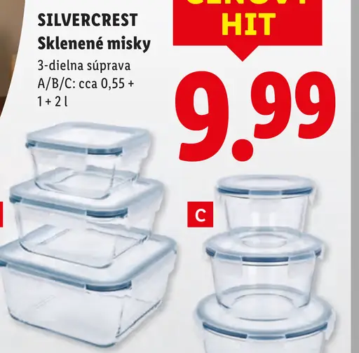 Silvercrest sklenené misky súprava