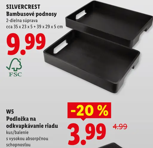 Silvercrest bambusové podnosy 2-dielna súprava