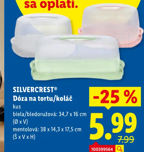 SilverCrest dóza na tortu/koláč