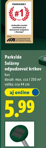 Parkside solárny odpudzovač krtkov