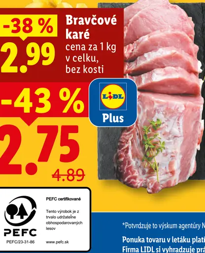 Bravčové karé vcelku, bez kosti