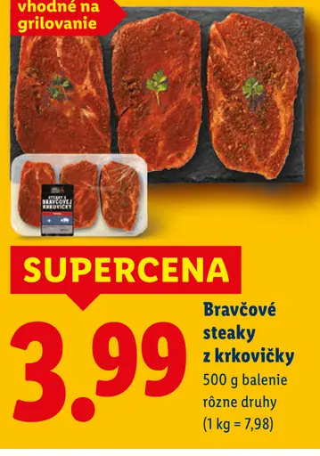 Bravčové steaky z krkovičky