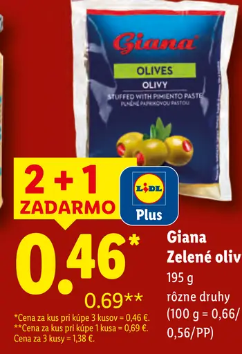 Giana zelené olivy plnené paprikou