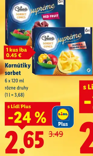 Gelatelli kornútiky sorbet