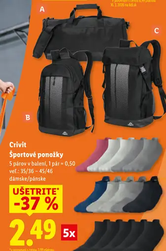 Crivit športové ponožky dámske/pánske