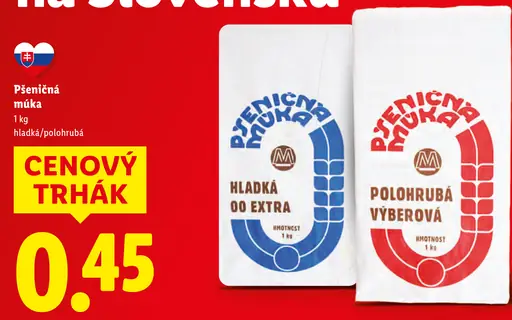 Pšeničná múka hladká alebo polohrubá