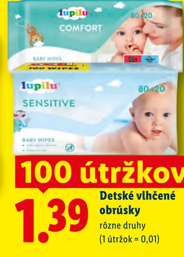 Lupilu detské vlhčené obrúsky rôzne druhy