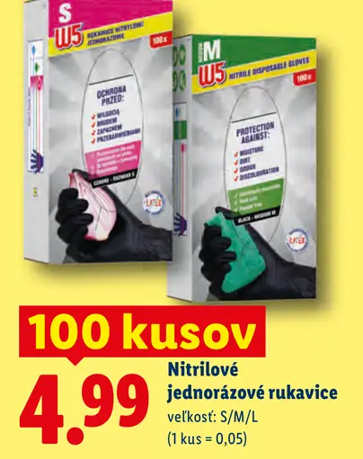 W5 nitrilové jednorazové rukavice S/M/L