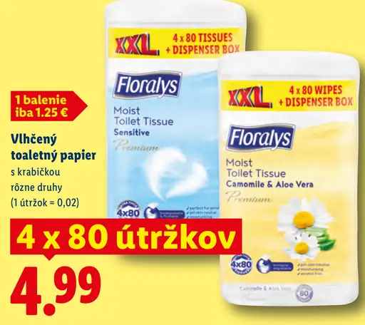 Floralys Vlhčený toaletný papier + krabička