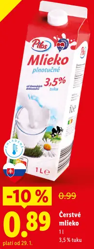 Pilos Čerstvé mlieko 3,5 % tuku