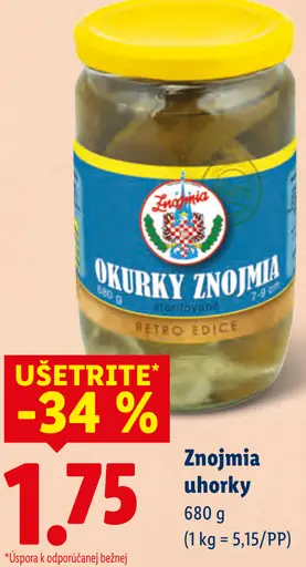 Znojmia uhorky sterilizované