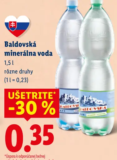 Baldovská ochutená minerálna voda rôzne druhy