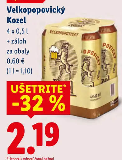 Velkopopovický Kozel pivo plechovka