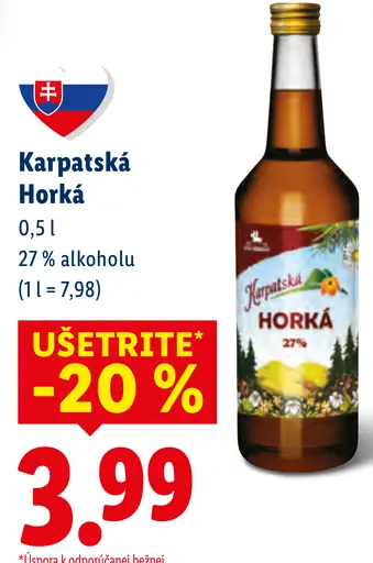Karpatská Horká bylinný likér
