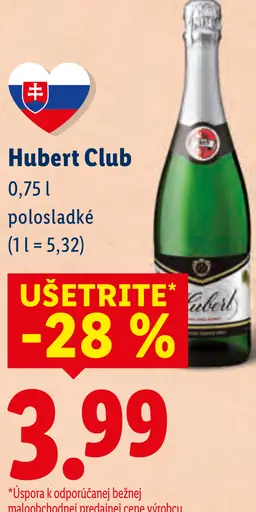 Hubert Club šumivé víno polosladké