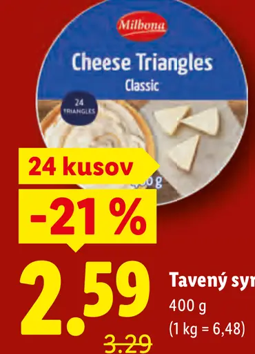 Milbona Cheese Triangles tavený syr classic