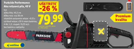 Parkside Performance aku reťazová píla, 40 V