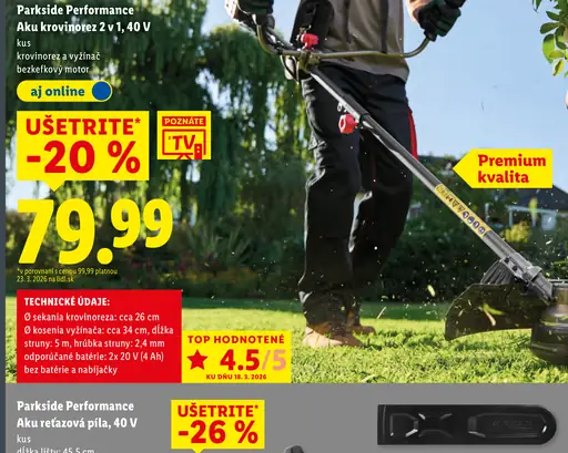 Parkside Performance aku krovinorez 2 v 1, 40 V