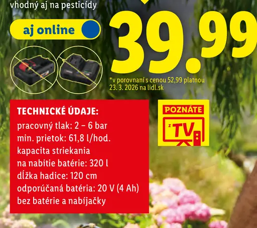 Parkside Performance aku tlakový postrekovač 20 V