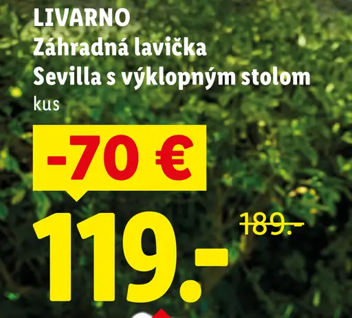 Livarno záhradná lavička Sevilla s výklopným stolom