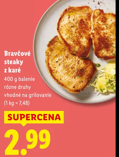 Bravčové steaky z krkovičky