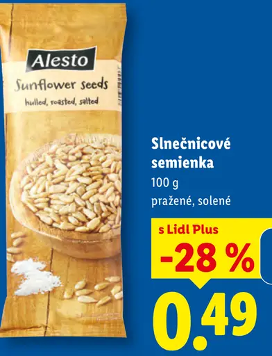 Alesto slnečnicové semienka pražené solené